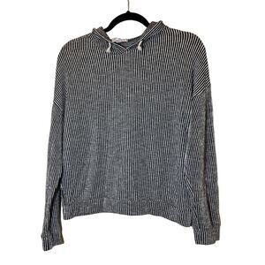 Caution To The Wind Woman's Soft Hoodie Black White Stripe Size Small